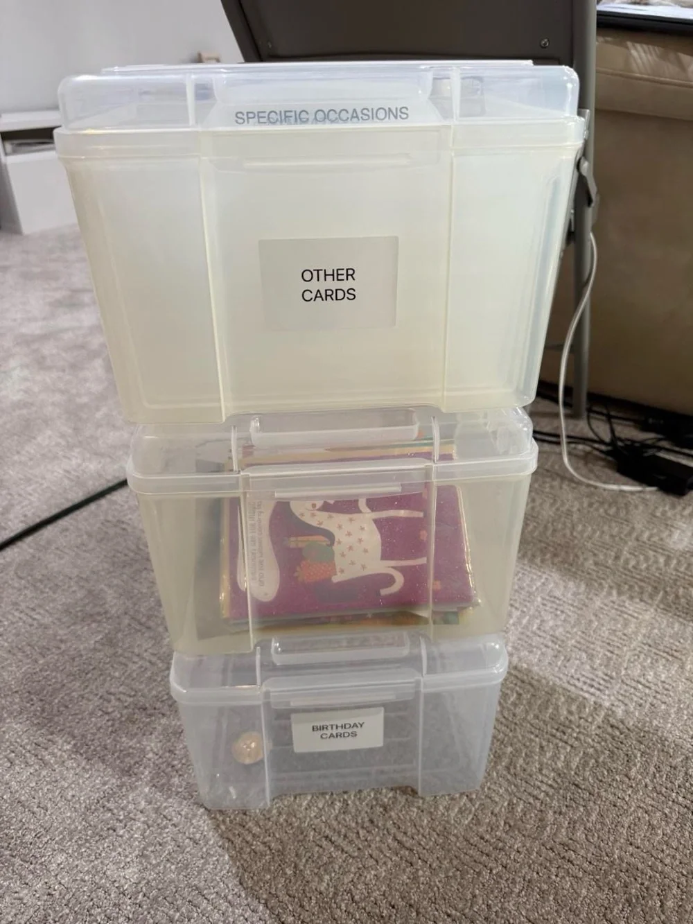 Clear Stackable Plastic Card Storage Boxes - Translucent White